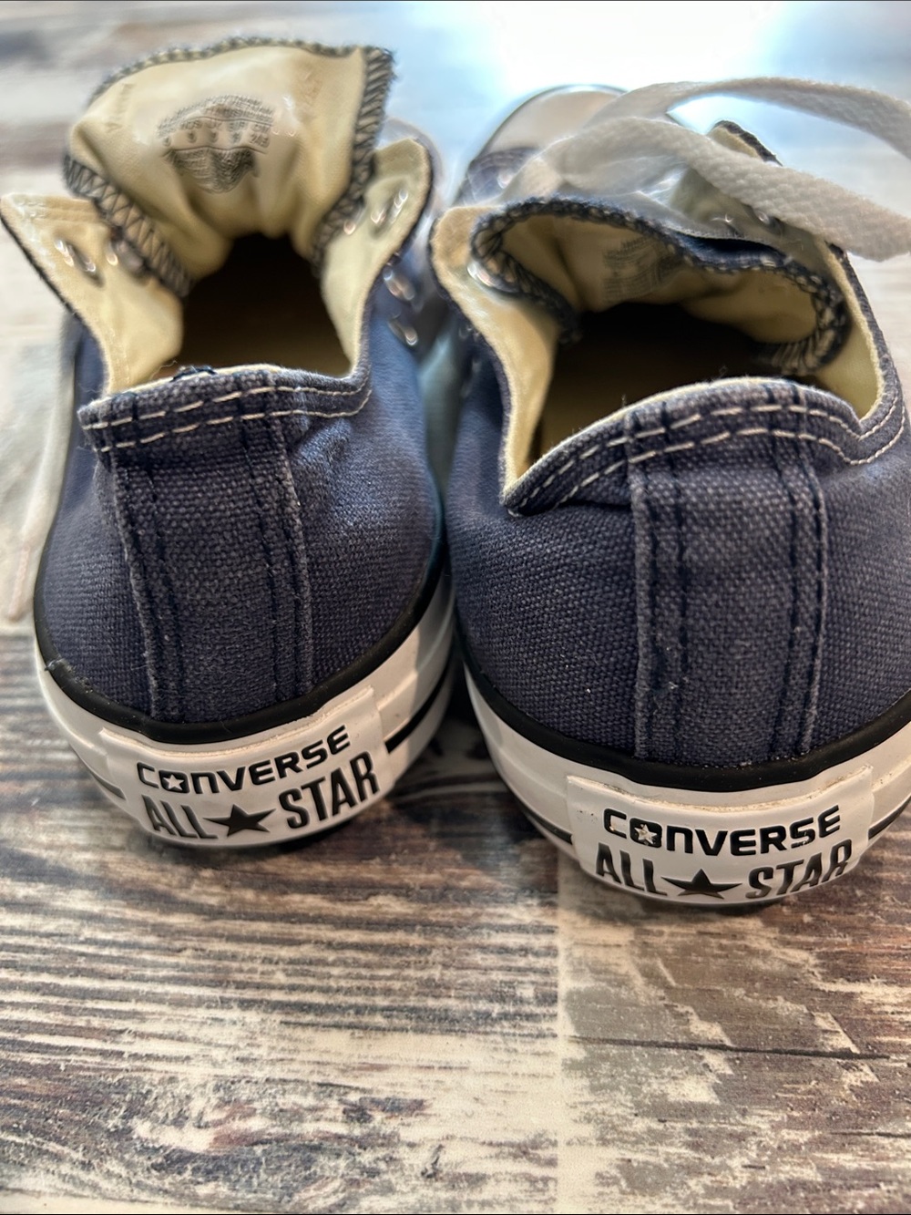 Converse Navy Canvas Low Top Sneakers with White Laces - Picture 3 of 4